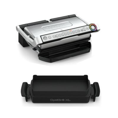 Гриль, Tefal, XL GC724D12, Мощность 2000Вт, 9 программ, 6-8 порций за одно приготовление, Электронное управление, 4 уровня температуры, Съемные пластины, Длина шнура 1.2 м, Стальной-Черный