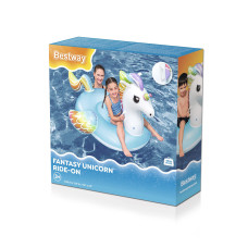Надувная игрушка для катания верхом Единорог (Fantasy Unicorn) 155 х 119 см, BESTWAY, 41114, Винил, Голубой, С ручками, Цветная коробка