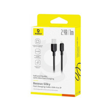 Интерфейсный кабель, Baseus, Silky (P10377702113-00), USB to iP, 2.4A, 1m, Черный