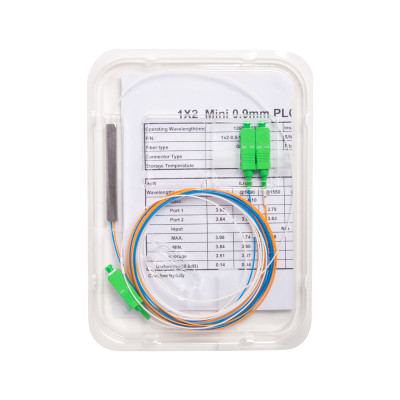 Сплиттер оптоволоконный, А-Оптик, PLC-1х2, SC/APC-SC/APC 1.5м, SM 1260-1650, 0.9мм