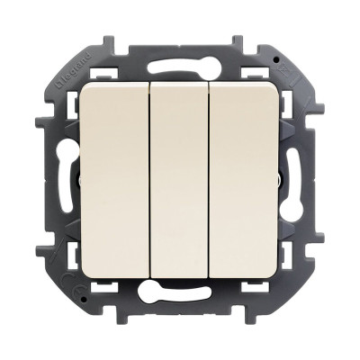 Выключатель трехклавишный, Legrand, 673641, Inspiria с/у 20 А ~250В винтовые зажимы слоновая кость