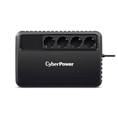 Источник бесперебойного питания, CyberPower, BU1000E, Мощность 1000ВА/600Вт, BU-серия, Линейно-интерактивный, Напольный, LED, AVR: 165-280В, АКБ 12В/5Ач*2 шт., Вых: 4xSchuko, Чёрный
