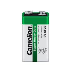 Батарейка, CAMELION, 6F22-SP1G, Солевая, 6F22 (крона), 9V, 1 шт., Плёнка