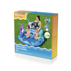 Детский надувной игровой бассейн Polar Pals 134 x 131 см, BESTWAY, 53156, Винил, 84 л., 2+, Надувные игрушки в наборе, Синий, Цветная коробка