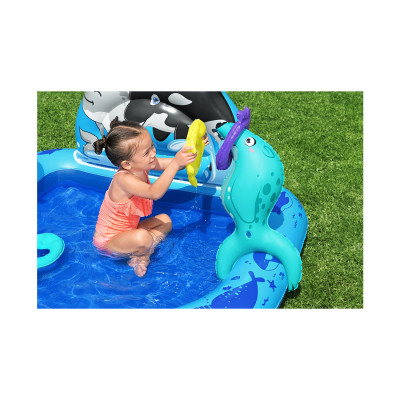 Детский надувной игровой бассейн Polar Pals 134 x 131 см, BESTWAY, 53156, Винил, 84 л., 2+, Надувные игрушки в наборе, Синий, Цветная коробка