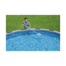 Сачок для чистки бассейна AquaScoop, BESTWAY, 58635, Пластик/Алюминий, Телескопическая ручка 163 см, Голубой, Пакет