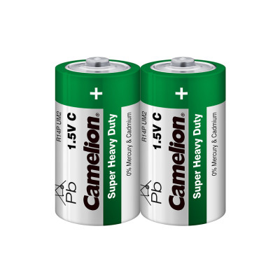 Батарейка, CAMELION, R14P-SP2G, Super Heavy Duty, C, 1.5V, mAh, 2 шт. в плёнке