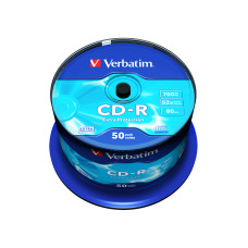 Диск CD-R, Verbatim, (43351) 700MB, 52х, 50шт в упаковке, Незаписанный