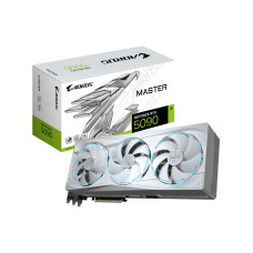 Видеокарта, Gigabyte, RTX5090 AORUS MASTER ICE 32G (GV-N5090AORUSM ICE-32GD) 4719331355906, GDDR7, 512bit, 1-HDMI, 3-DP, Windforce 3X Fan, 360*150*75 мм, Цветная коробка