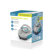 Автономный вакуумный очиститель дна бассейна (пылесос) AquaTronix G100, BESTWAY, 58864, Беспроводной, Шнур для зарядки, Бак для мусора 3.5 л., Время работы ~ 30 минут, Серый, Цветная коробка