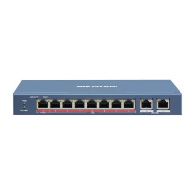 Сетевой коммутатор Hikvision DS-3E0310HP-E Switch 8+2 port 10/100M 7xPoE, 1xRJ45 Hi PoE, 2xRJ45 GE Uplink, PoE 110W