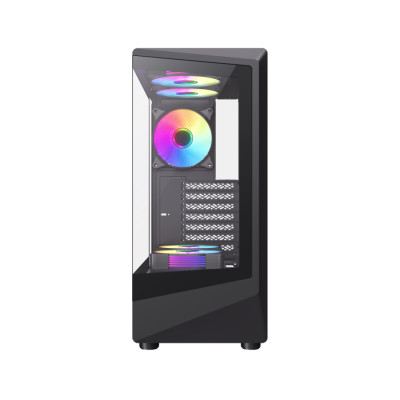 Компьютерный корпус, Gamemax, Vista COC AB, 1115-3806R0004, 12380600001, Mid Tower, ATX/m-ATX/ITX, USB2.0*1/ USB3.0*1/ TypeC *1/ HD-Audio, Кулер 6*12cм ARGB, Высота процессорного кулера 155мм, Длина VGA 330мм, Количество отсеков 2*3,5" / 2*2,5",