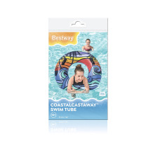 Круг для плавания Coastal Castaway 91см, BESTWAY, 36350, Винил, 10+, С ручками, Два принта в ассортименте, Пакет