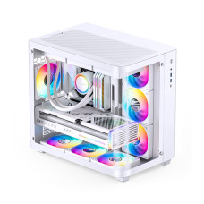 Компьютерный корпус, Jonsbo, TK-3, TK-3 White, Mid-Tower, ITX/M-ATX/ATX, USB 3.0 Type-C*1/USB 3.0 *2/Audio+Mic*1, Высота процессорного куллера 165мм, Длина VGA до 420мм, 2*3,5" или 1*2,5"/1*3,5", Сталь, Закаленное стекло, 288*438*415мм, Без