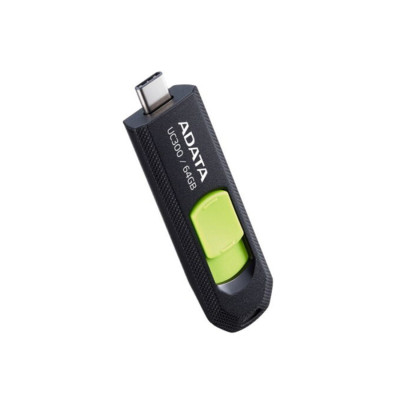 USB-накопитель, ADATA, ACHO-UC300-64G-RBK/GN, 64GB, USB 3.2