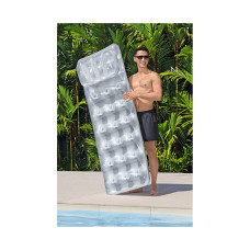 Пляжный матраc для плавания Silver Deluxe 188 х 71 см, BESTWAY, 43024, Винил, Двухкамерный, Встроенная прозрачная подушка, Серый, Пакет