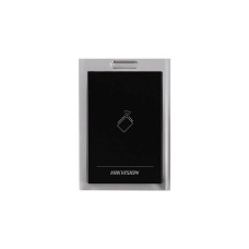 Считыватель, Hikvision, DS-K1101M, Считыватель карт M1/EM, корпус из материала PC+ABS с панелью PMMA, встроенный звуковой сигнал, интерфейс RS-485 и Wiegand, IP64, от -20 °C до 65 °C