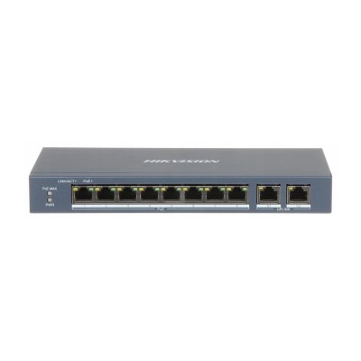 Сетевой коммутатор Hikvision DS-3E0310P-E/M Switch 8 port 10/100M 8xPoE, 2xRJ45 GE Uplink, PoE 60W, desktop