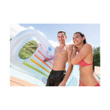 Пляжный матраc для плавания King Kool 160 х 85 см, INTEX, 58802EU, Винил, Двухкамерный, Спинка и подлокотники с держателем для стакана, Белый/Голубой в ассортименте, Цветная коробка