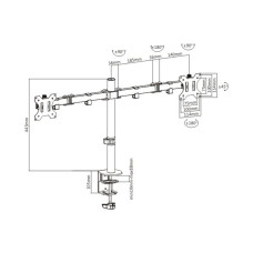 Настольный кронштейн для мониторов, Brateck, LDT12-C024N, 13"-32", Нагрузка 2х8 кг., Наклон +/- 45°, Поворот +/- 90°, Вращение монитора +/- 180°, VESA 75x75,100x100