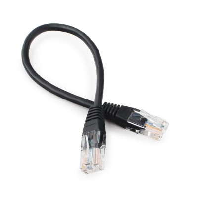 Патч-корд Cablexpert PP12-0.25M/BK, черный Cable Patch cord UTP 5e-Cat 0.25 m