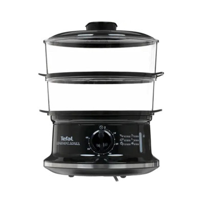 Пароварка, Tefal, VC140131, Мощность 900 Вт, 2 яруса, Объем резервуара для воды 1.5л, Автоотключение, Таймер, Чаша для риса, 2 чаши, Черный