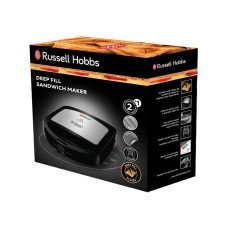 Сэндвичница, Russell Hobbs, 24530-56, Мощность 700W, Антипригарное покрытие пластин, Алюминиевые пластины, Нержавеющая сталь, Пластик, Термостойкие ручки, Черный
