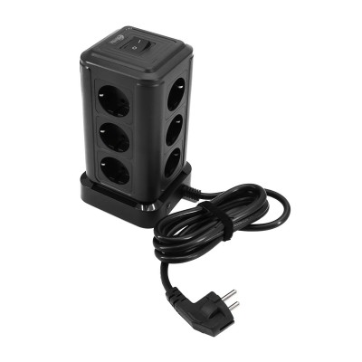 Сетевой фильтр + зарядка Ritmix RM-2124, 2m, Чёрный 12 розеток, 4 USB, black