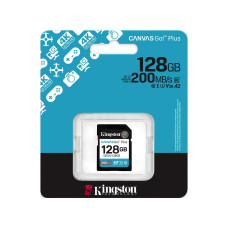 Карта памяти, Kingston, SDG4/128GB, SDXC 128GB, Canvas Go Plus, C10, UHS-I, U3, V30