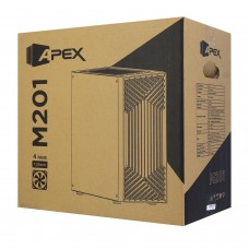 Корпус MATX mini tower APEX M201,4*120 fan, (без БП), черный 