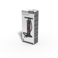 Насос ручной Double Quick III Hand Pump 48 см., INTEX, 68615, Пластик, Шланг 0.8м., 3 насадки включая иглу для накачки мячей, Макс. создаваемого давления до 8psi, Объем камеры 3.3 л., Черный, Цветная коробка
