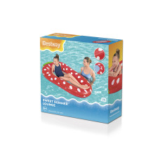 Пляжный шезлонг для отдыха на воде Sweet Summer 186 х 112 см, BESTWAY, 43644, Винил, Двухкамерный, Максимальная нагрузка 75 кг., Премиальная конструкция, Ананас/Клубника в ассортименте, Цветная коробка