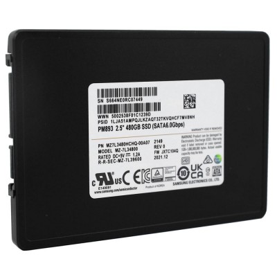 Твердотельный накопитель SSD Samsung PM893, 480 GB SATA MZ7L3480, MZ7L3480HCHQ-00A07, SATA 6Gb/s, oem