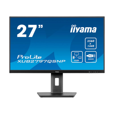 Монитор, iiyama, ProLite PL2797QP, XUB2797QSNP-B1, 27", 2560x1440, IPS, 16:9, 100 Гц, 300 кд/м, 1 мс, 16.7М, 1300:1, 178/178, HDMI*1, DP*1, USB*4, USB-C*1, Mini jack, высота/вращение/наклон/pivot, Черный