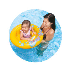Круг для плавания My Baby Float 67 см, INTEX, 59574NP, Винил, 1-2 года, С сиденьем и спинкой, Двухкамерный, Желтый, Пакет