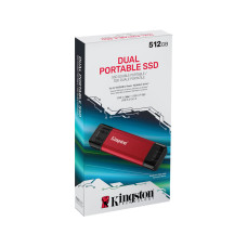 Внешний SSD диск, Kingston, Dual Portable, SPSD/512GB, 512GB, USB-C/USB-A, Красный Внешний SSD диск, Kingston, Dual Portable, SPSD/512GB, 512GB, USB-C/USB-A, Красный