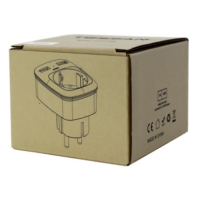 Сетевой фильтр + зарядка Tessan TS-611-DE, Серый 1 розетка, 16A, 2 USB 2.4A max, grey