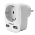 Сетевой фильтр + зарядка Tessan TS-611-DE, Серый 1 розетка, 16A, 2 USB 2.4A max, grey