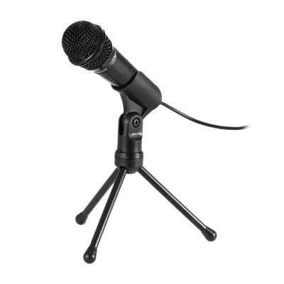 Микрофон с подставкой Ritmix RDM-120, Черный Microphone 2.2k Ohm, 50-16000Hz, 30dB, 1.8m cable, black
