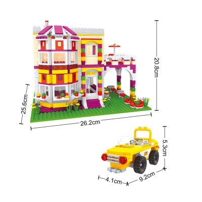 Игровой конструктор, Keyixing, 24903, Мир Чудес, Большой двухэтажный дом, 3 минифигурки, 747 деталей, Цветная коробка
