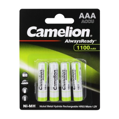 Аккумуляторы Camelion AAA AlwaysReady NiMH, 1100mAh/1.2V, комплект - 4 штуки