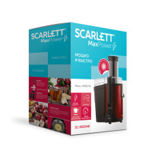 Соковыжималка центробежная, Scarlett, SC-JE50S48, Мощность 2400 Вт, 2 скоростных режима, Диаметр горловины 85 мм, Резервуар для сока 1000 мл, Резервуар для мякоти 2000 мл, Красный