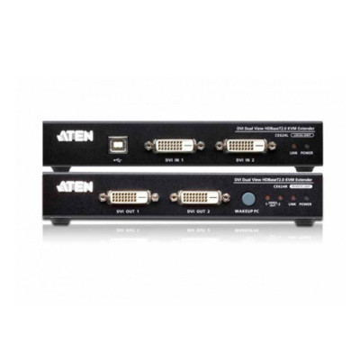 КВМ-удлинитель, ATEN, CE624-AT-G, USB, DVI, Dual View, HDBaseT 2.0, KVM Extender, W/EU ADP