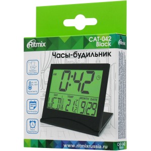 Часы с термометром Ritmix CAT-042, Черный 