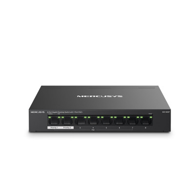 Коммутатор, Mercusys, MS108GP, Миниатюрный, 8 портов 10/100/1000M RJ45 (7 портов PoE+ 802/3af/at 65W, 250м), Auto-MDI/MDIX