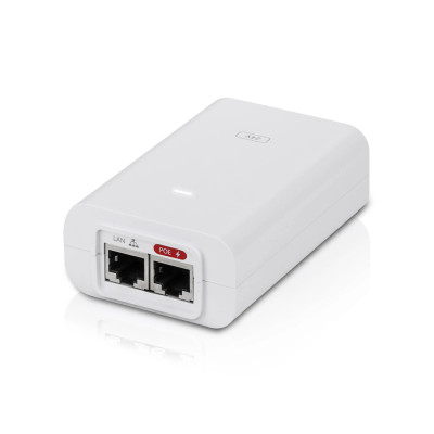 PoE адаптер, Ubiquiti, POE-24-24W-G-WH, PoE-Injector 24V 24W Gigabit (белый), passive PoE, 10/100/1000Mbps Ethernet, 100-240V AC, 24В, 24W