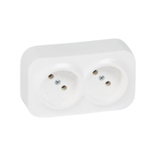 Розетка двойная без зк, Legrand, 782412, Forix 16A 250В IP20 накладная белый