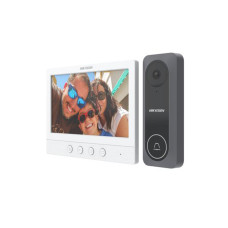 Домофонная система, Hikvision, DS-KIS212, Комплект видеодомофонии ,1mp HD камера, ИК до 3 м, встроеный микрофон и динамик, вызывная:от-30 °C до 60 °C, Монитор: от -10 °C до 55 °C, IP65, 12V DC