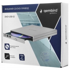 Внешний оптический привод Gembird DVD-USB-02-SV, Серебристый 