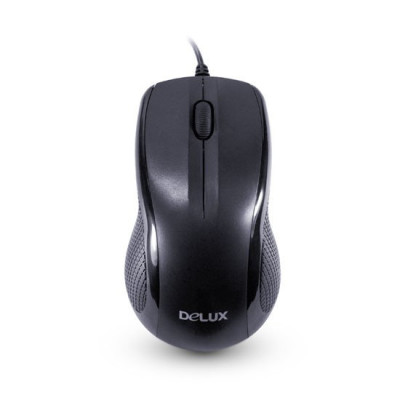 Компьютерная мышь, Delux, DLM-388OUB, 3D, Оптическая, 800dpi, USB, Длина кабеля 1,6 метра, Размер: 115,5*39,1*65,3мм., Чёрный